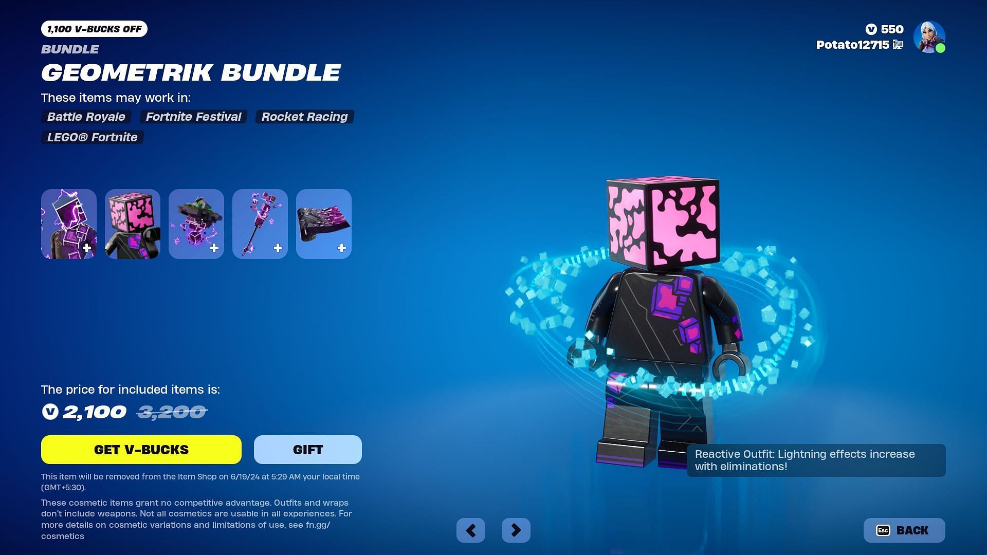 Geometrik skin will stay in Fortnite until June 19, 2024 (Image via Epic Games)