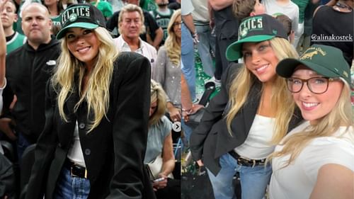 Kostek and her sister celebrating the Celtics' title win. (Photos via Kostek's IG story)