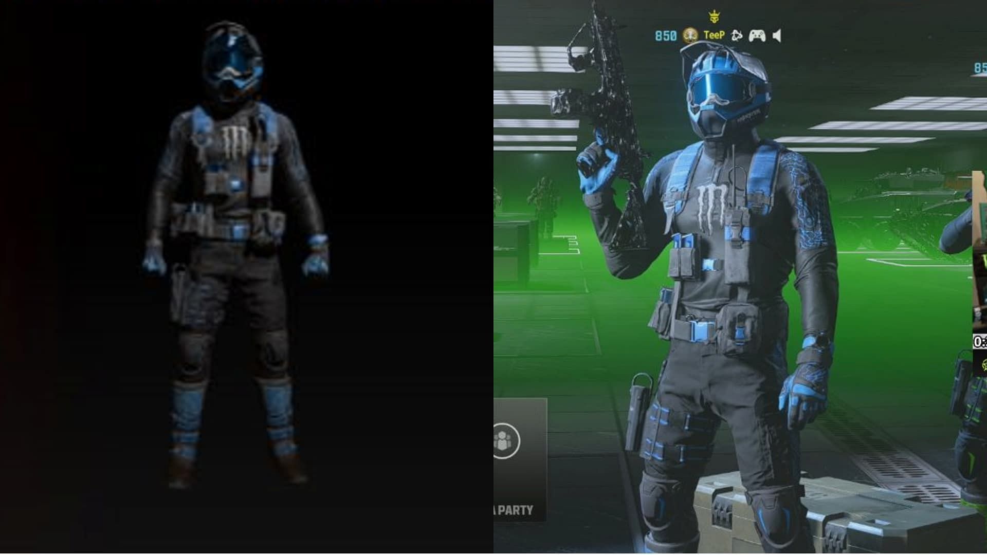 Blue Monster Energy skin in MW3 and Warzone