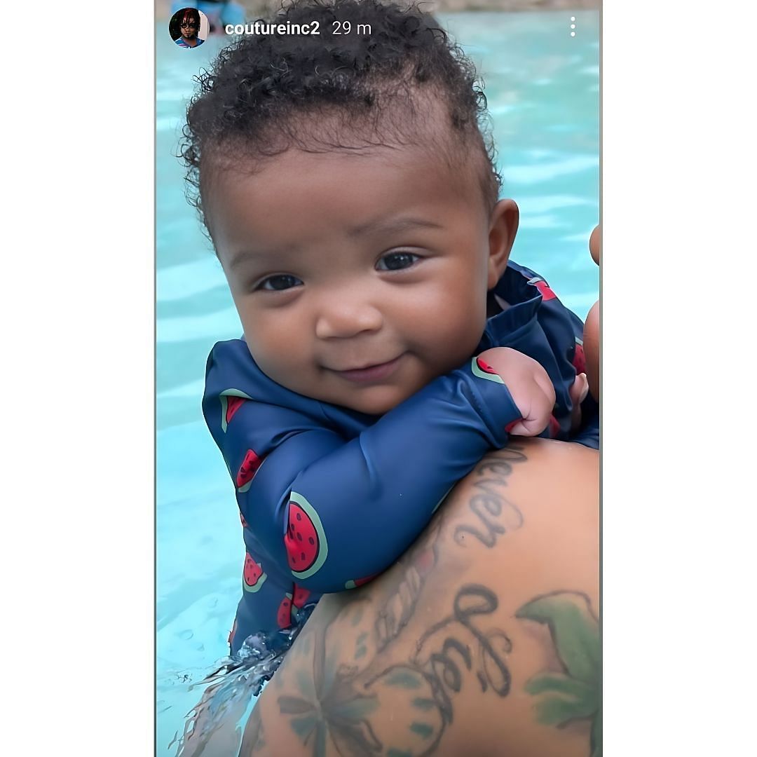 Robel enjoying the pool with her kids (Instagram @coutureinc2)