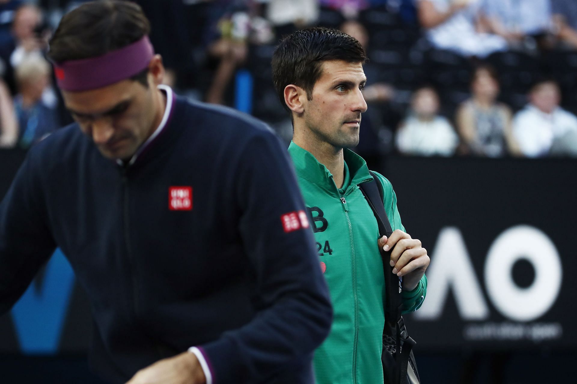 Federer and Djokovic before their 2020 Australian Open semifinal