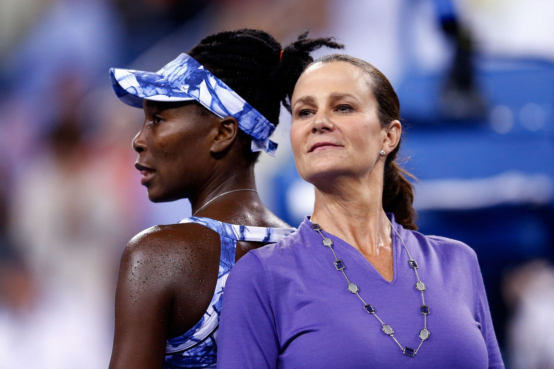 Pam Shriver at the 2014 US Open (with Venus Williams)
