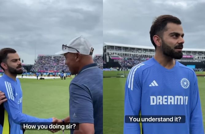 [Watch] "You understand it?" - Virat Kohli interacts with former NBA Star John Starks ahead of IND-PAK 2024 T20 World Cup clash