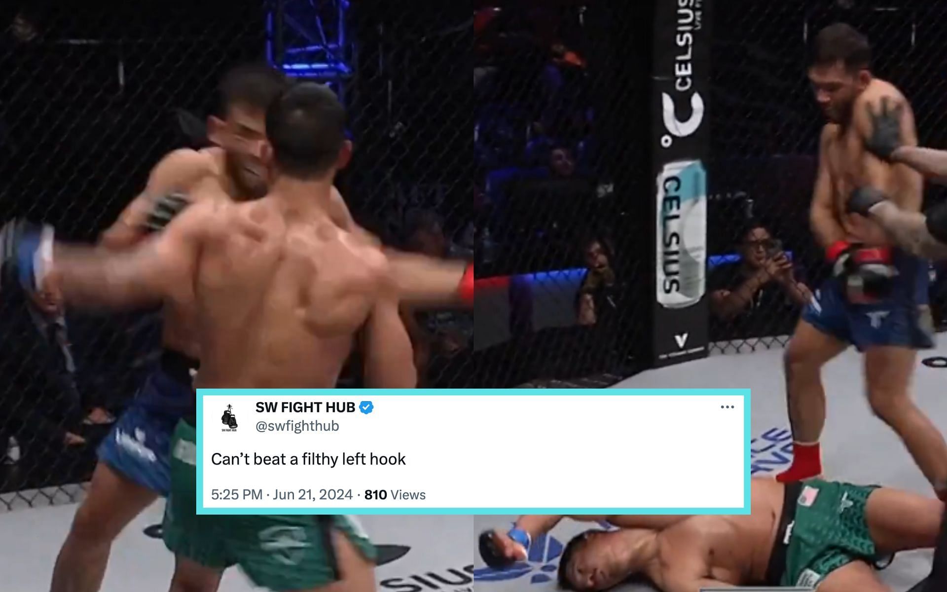 Fans react to Brahyan Zurcher knocking out Julian Ruiz at PFL 5. [Image courtesy: @pfl on X]