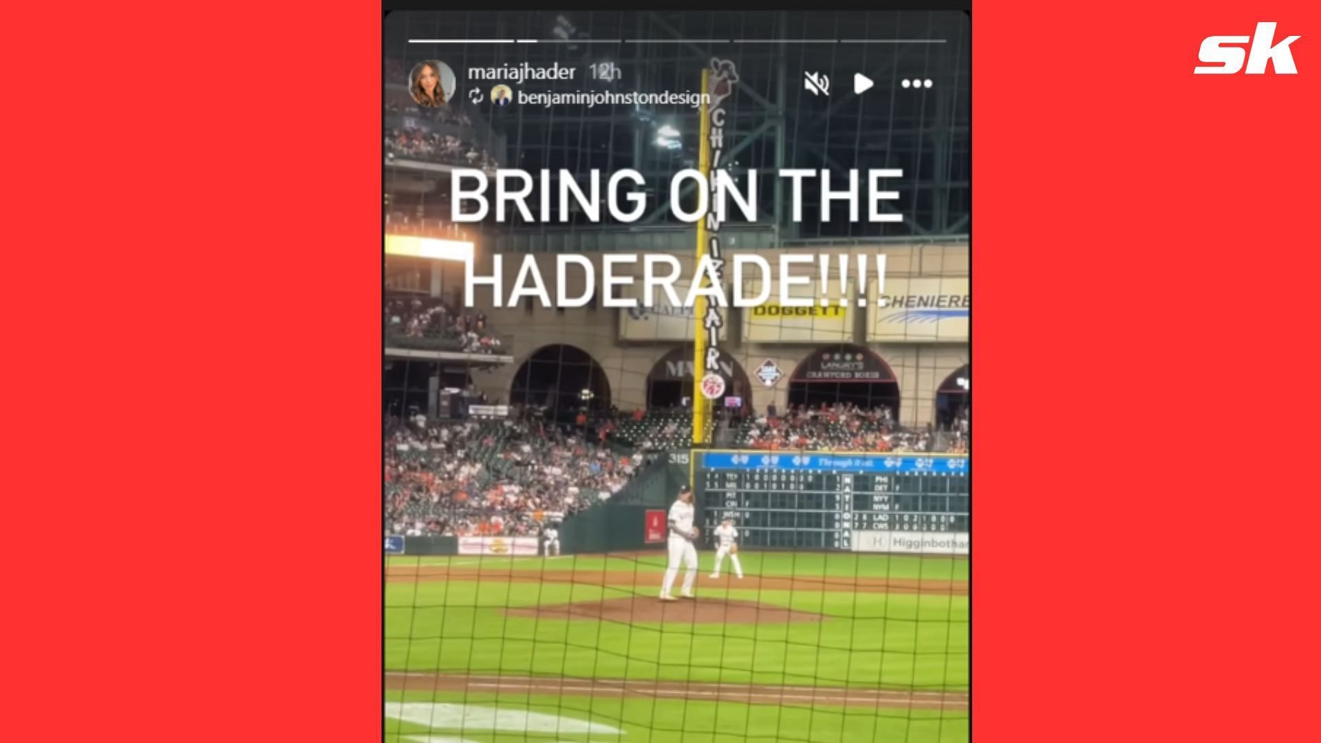 Maria Hader cheers on her husband Josh in Houston