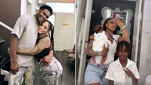 "Muvaa of 2": Anthony Edwards' baby mama Jeanine Robel and two kids pose in all-white ensemble as they enjoy Bahamas getaway