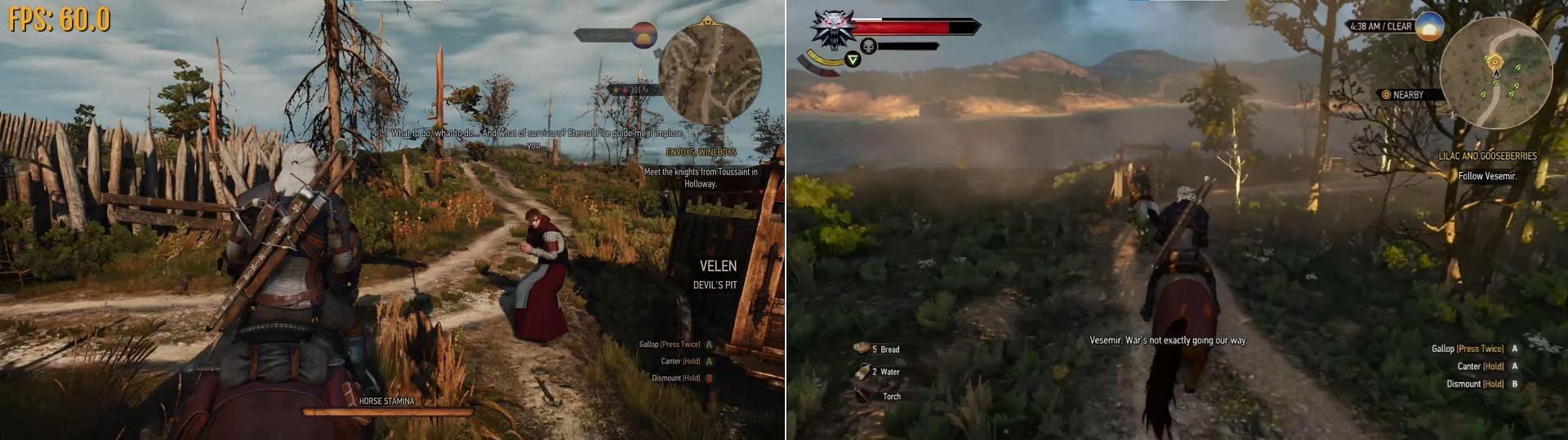 Witcher 3 running on Xbox Series S vs Nintendo Switch (Image via Open Surprise, Super Nintendo on YouTube)