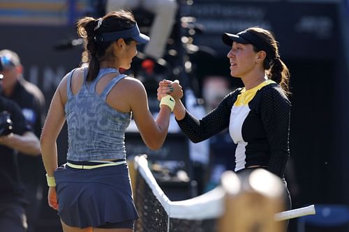 Emma Raducanu and Jessica Pegula at the Rothesay International Eastbourne.