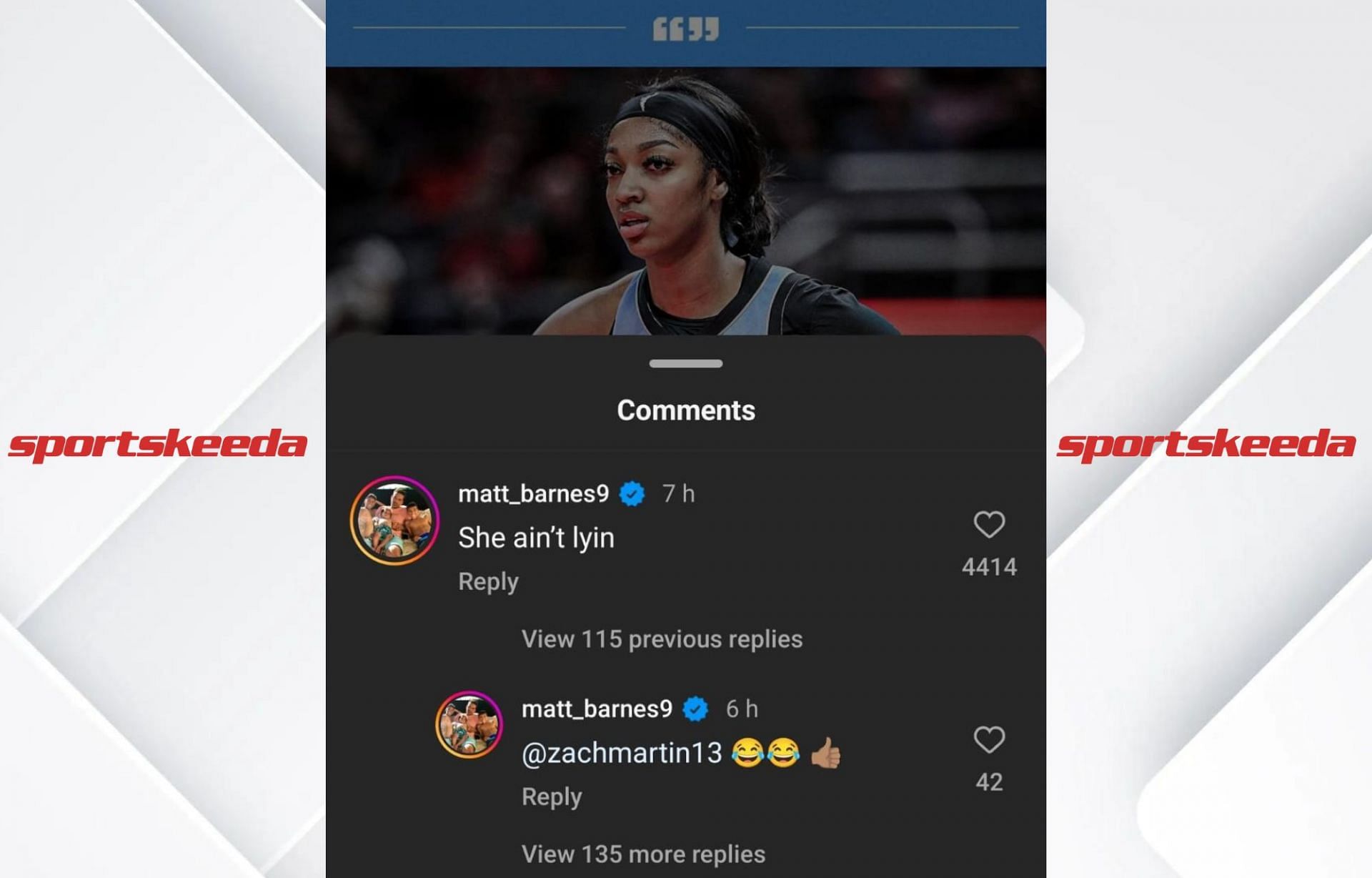 Look: Matt Barnes agrees with Angel Reese on social media