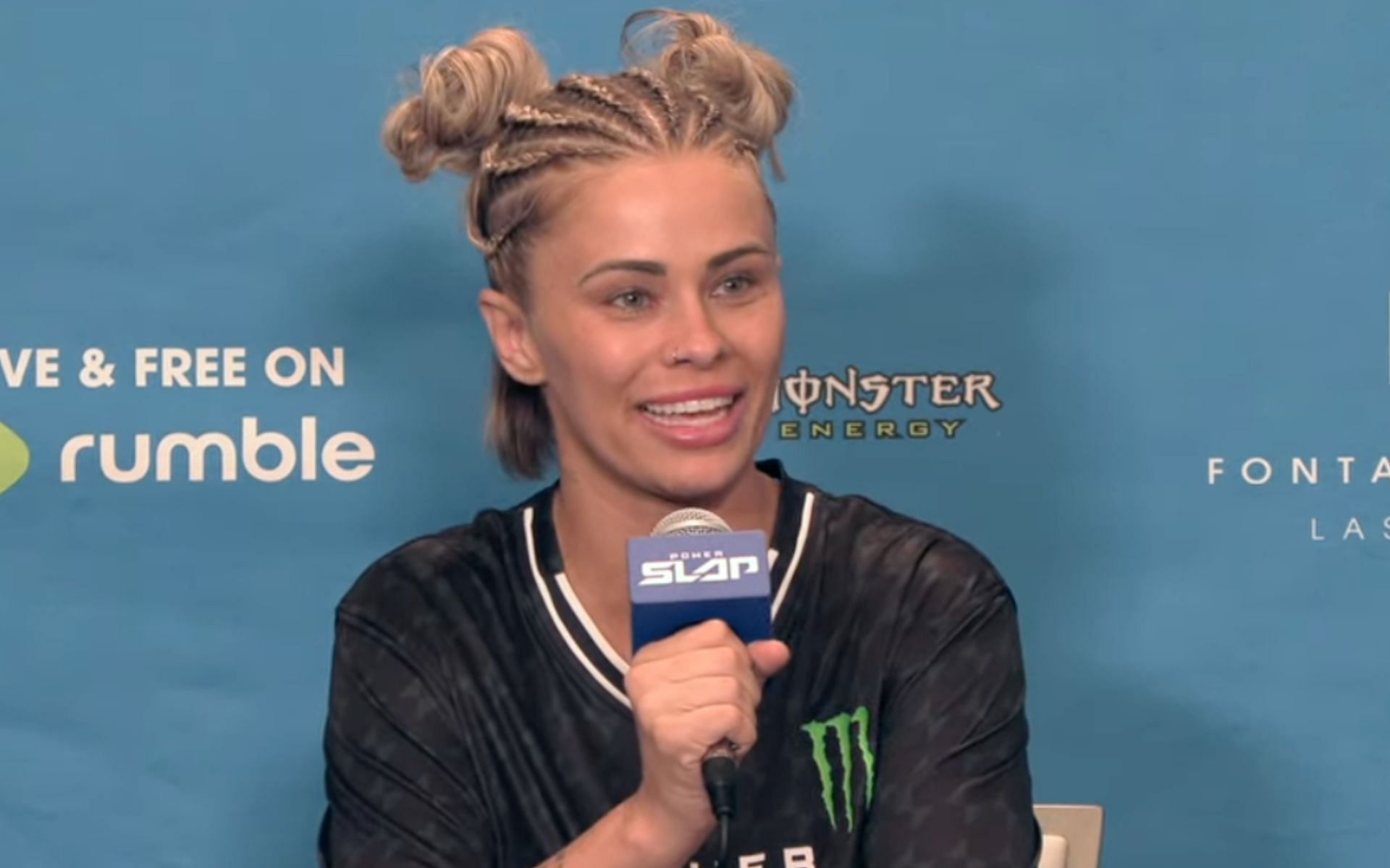 Paige VanZant (pictured) comments on her first Power Slap match. [Image courtesy: MMA Junkie on YouTube]