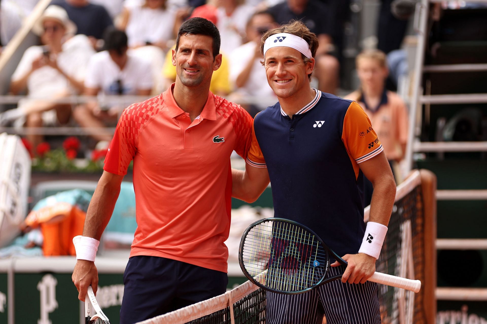 Novak Djokovic and Casper Ruud at the 2023 French Open