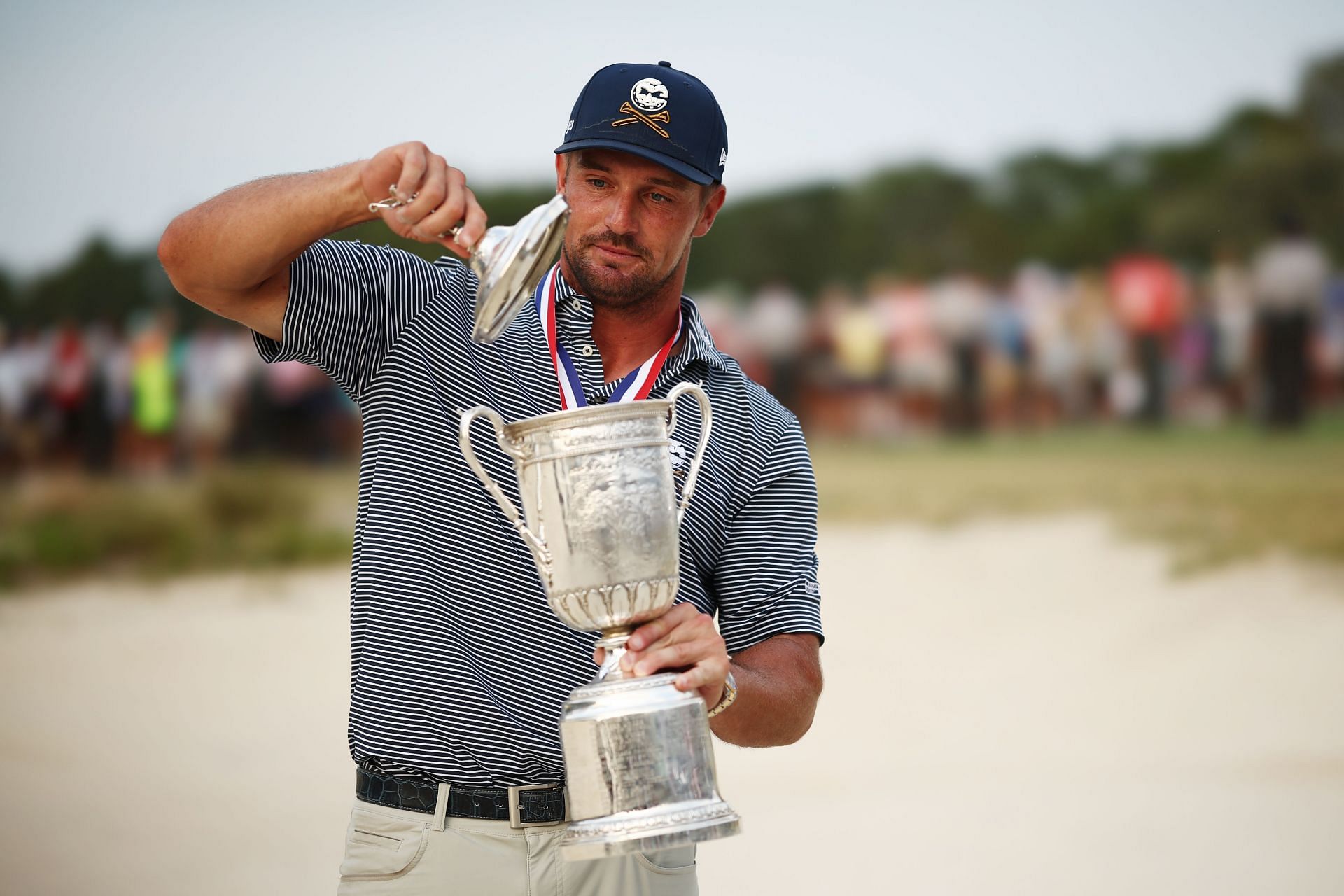 Bryson DeChambeau with his trophy at the US Open