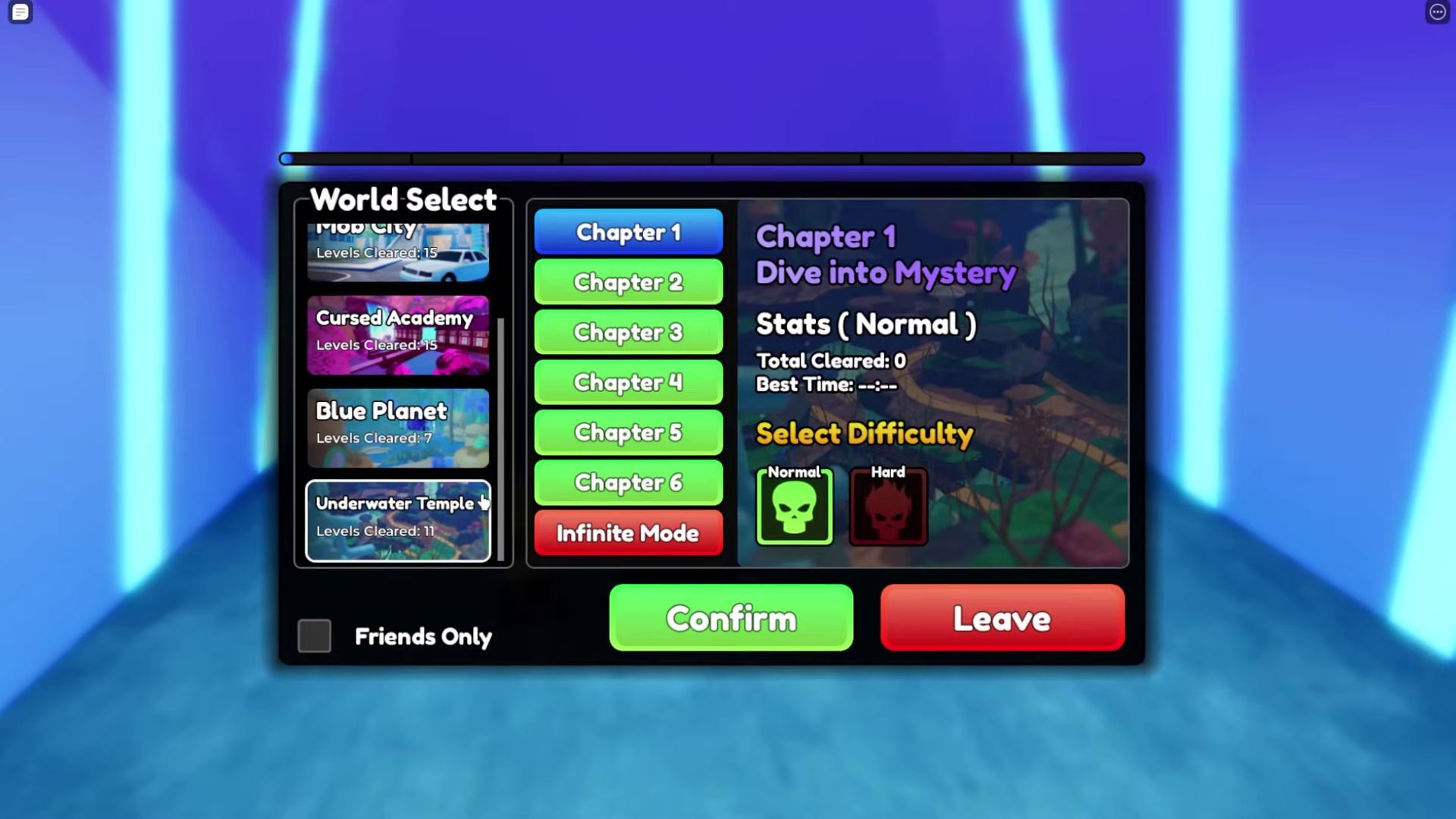 Stage selection screen (Image via Roblox || XenoTy on YouTube