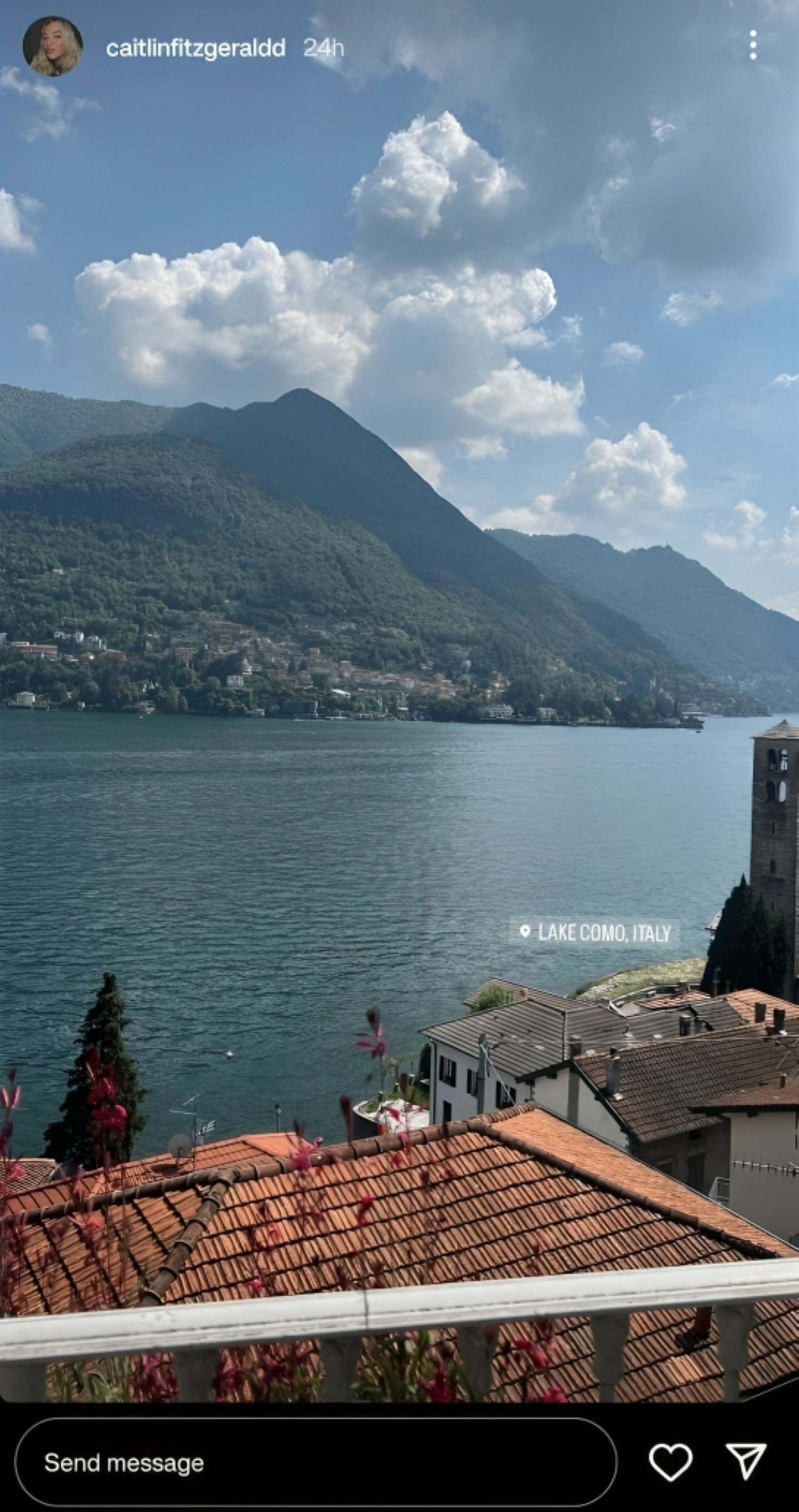 Nick Suzuki and fianc&eacute;e Caitlin Fitzgerald at Lake Como