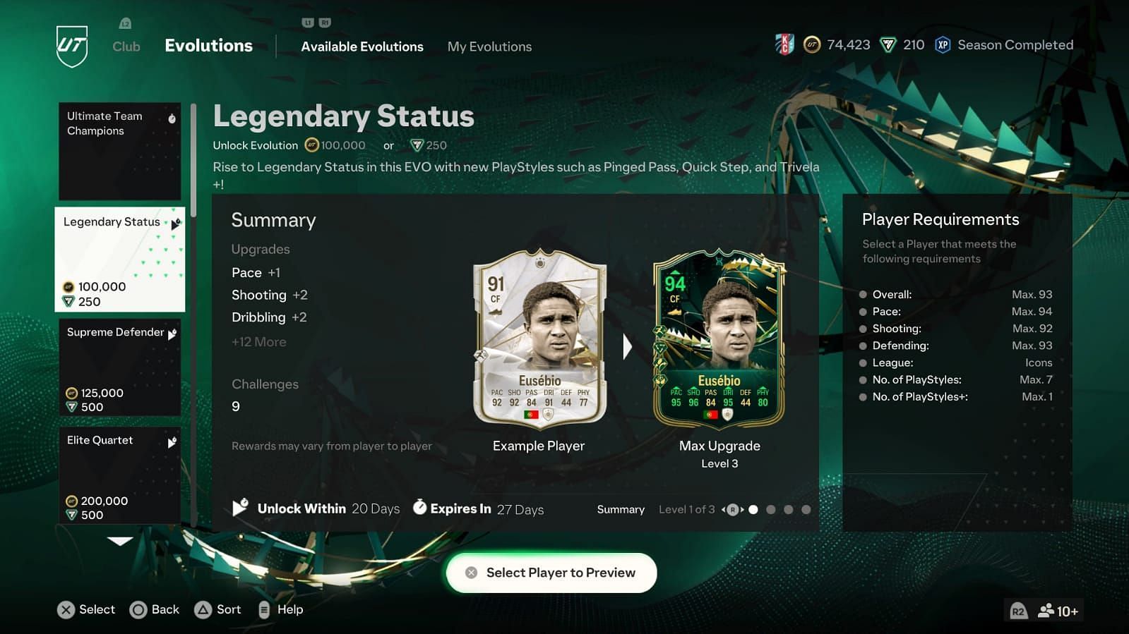 Eusebio can be upgraded (Image via EA Sports)
