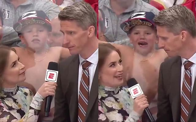 Shirtless kid gets all the attention amid Oilers