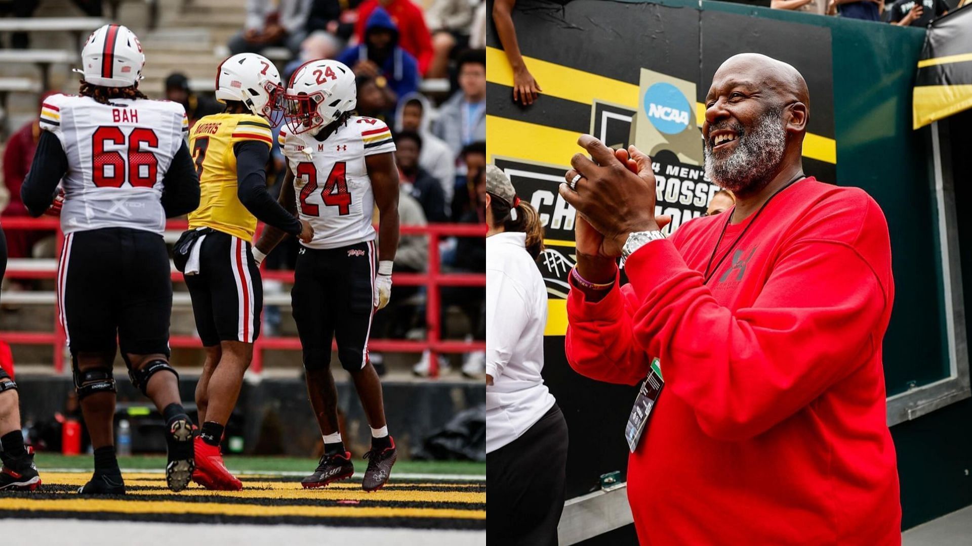 Maryland football coach Michael Locksley and the Terrapins team 