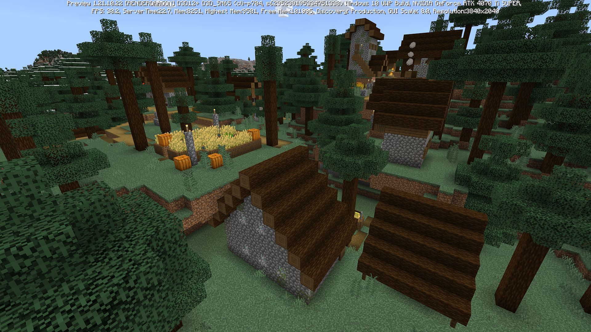 A village found near spawn on the seed (Image via Mojang)