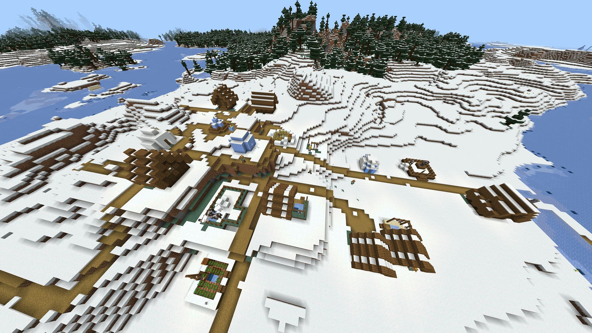 This snowy village has an underlying secret in this Minecraft seed (Image via Mojang)