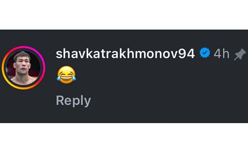 Rakhmonov's Instagram comment