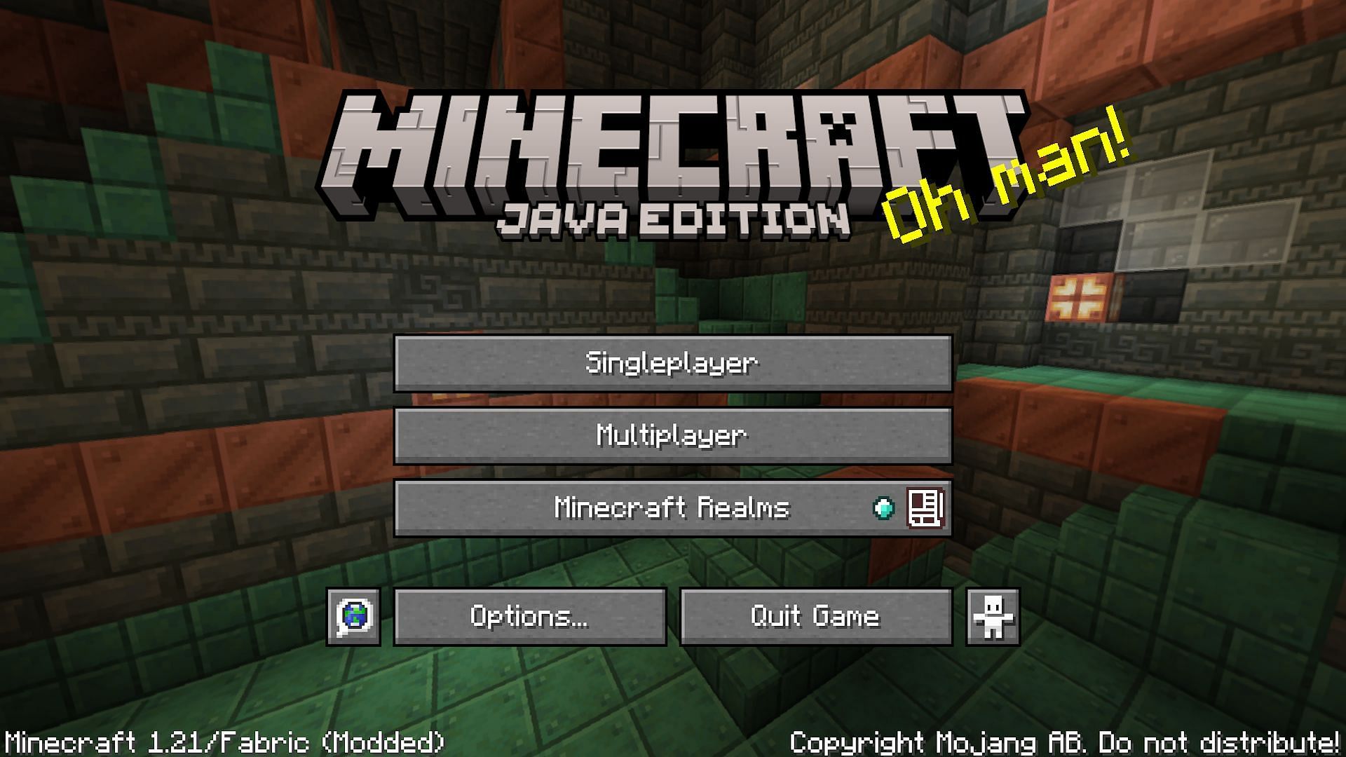 The main menu of a game with Fabric installed (Image via Mojang)