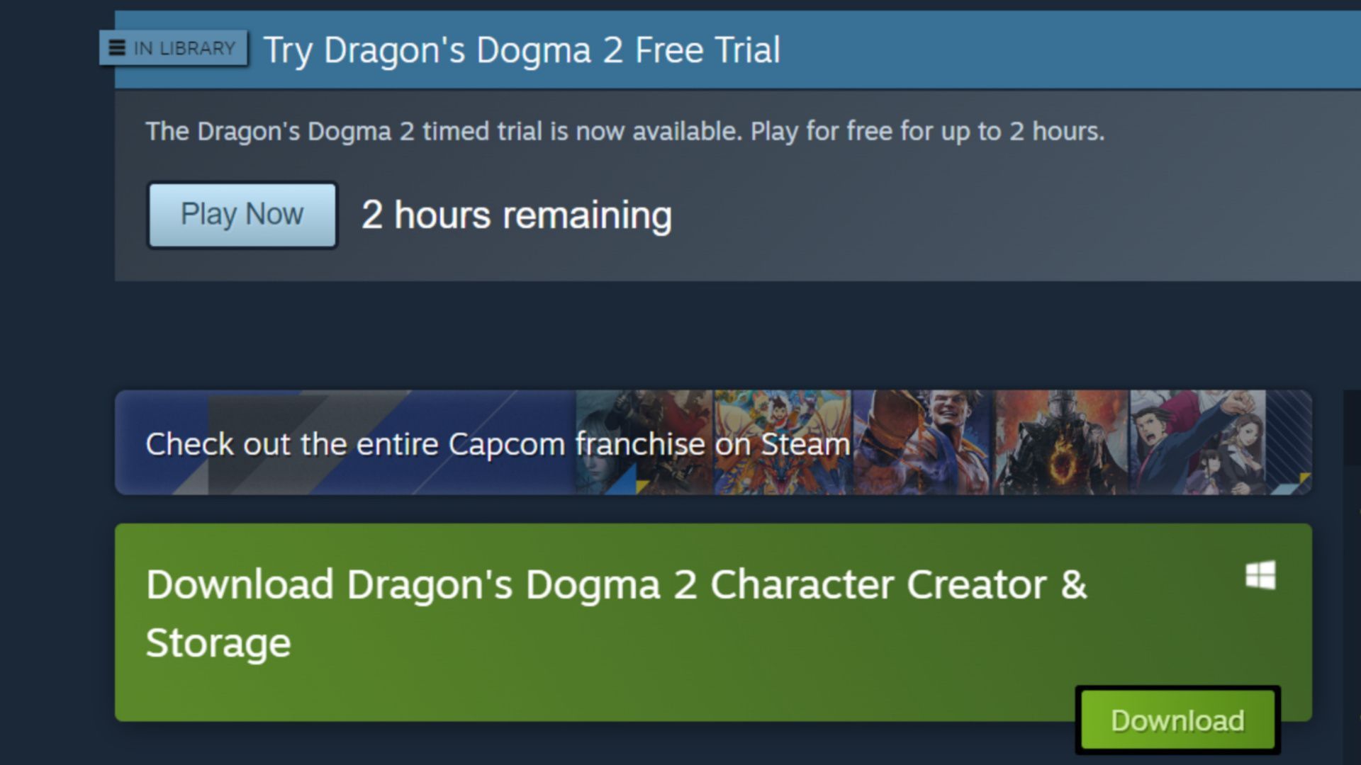 Dragon&#039;s Dogma 2 demo on Steam (Image via Steam)