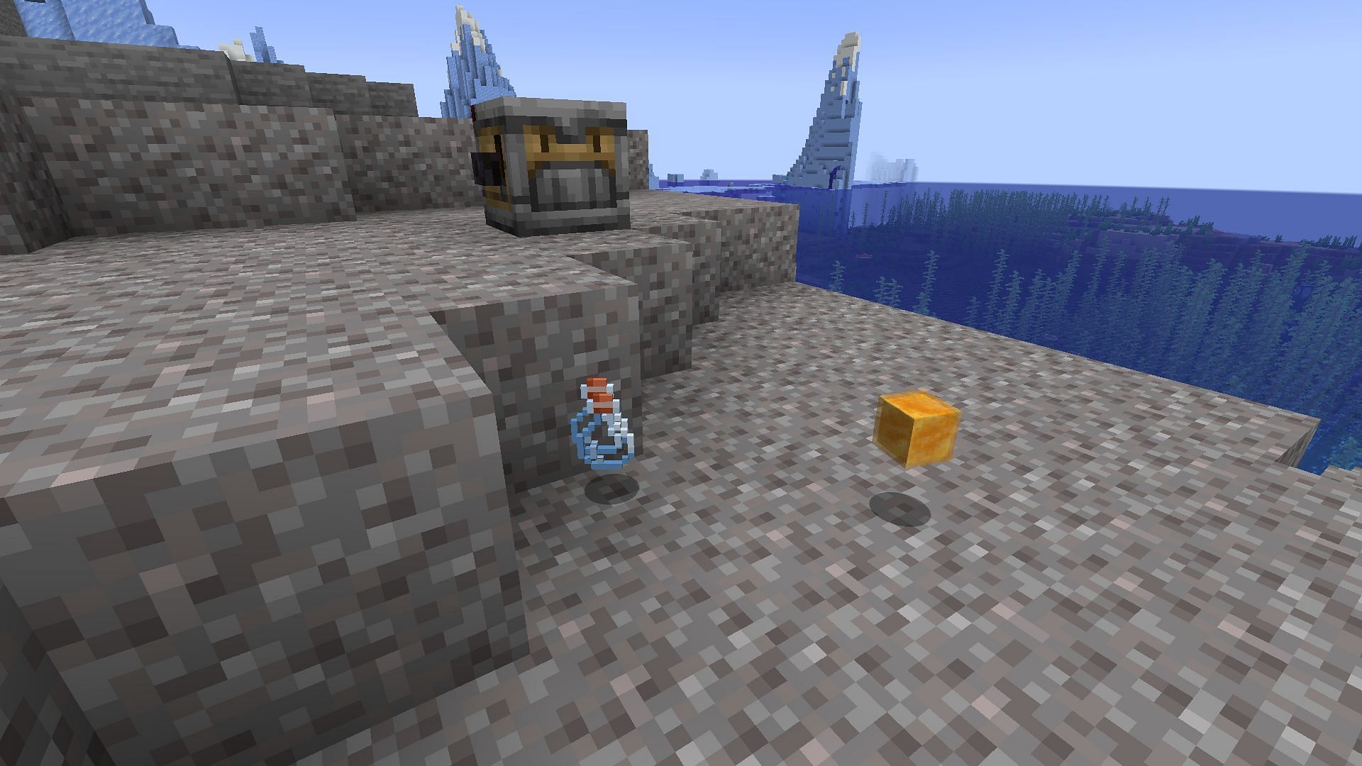 The crafter spitting out a crafted item with its byproduct (Image via Mojang)