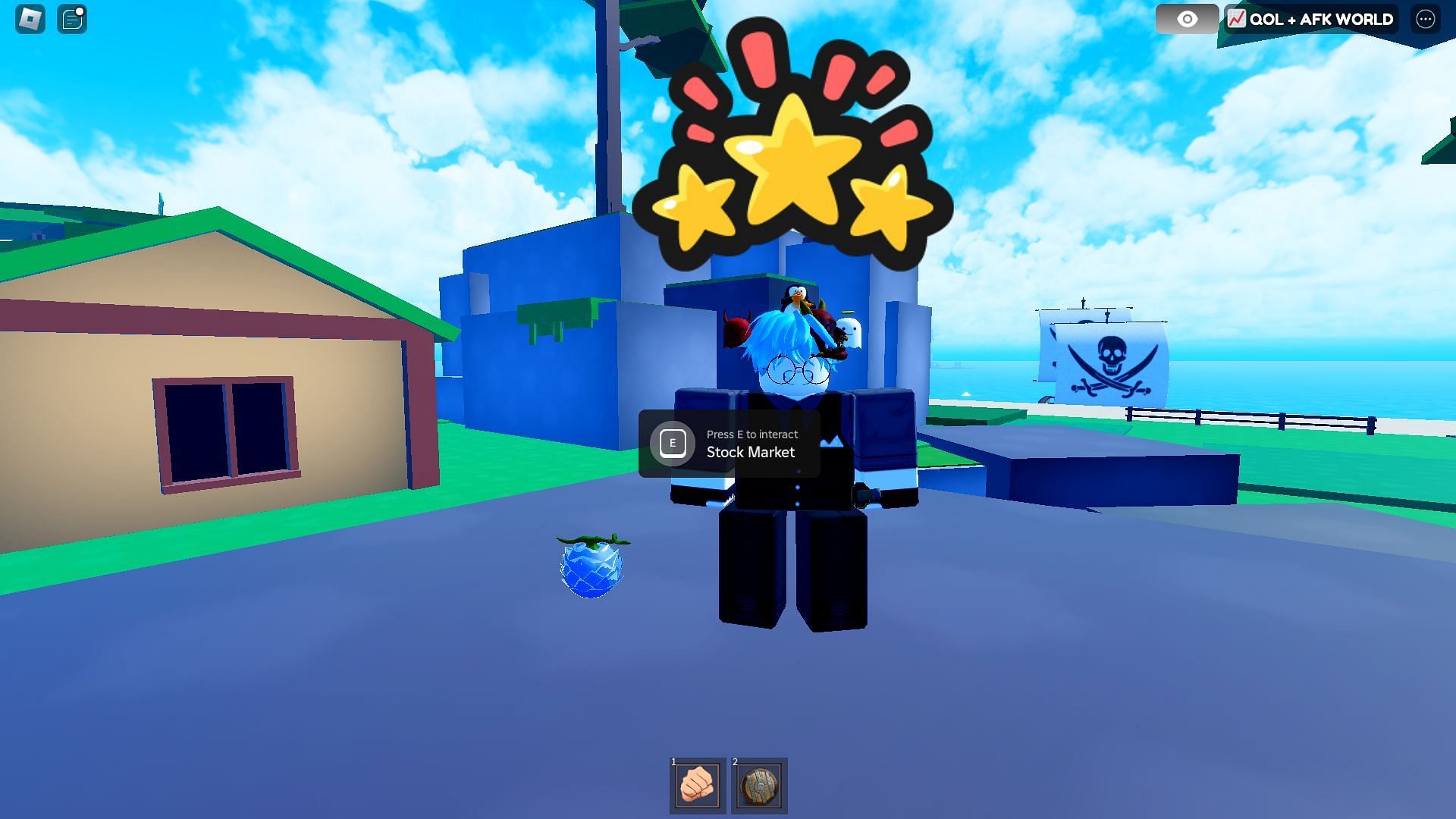 In-game stock markets have Devil Fruits in stock (Image via Roblox)