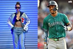 PHOTO: Mariners CF Julio Rodriguez's soccer-star girlfriend Jordyn Huitema turns heads in black strapless dress & sleek diamond jewelry