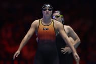 Katie Ledecky of the United States warms up before the Women's 400m freestyle final at the 2024 U.S. Olympic Team Swimming Trials in Indianapolis, Indiana.
