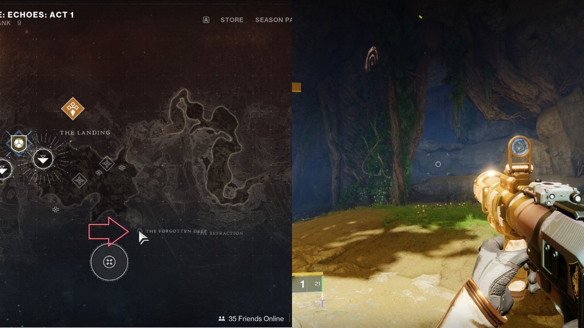 Here&#039;s how to reach The Forgotten Deep (Image via Bungie)