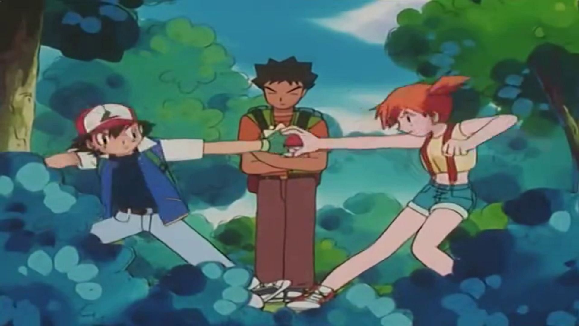 In this episode, Ash and Misty share a battle, Ash catches a Totodile, and Misty&#039;s Poliwag evolves (Image via The Pokemon Company)
