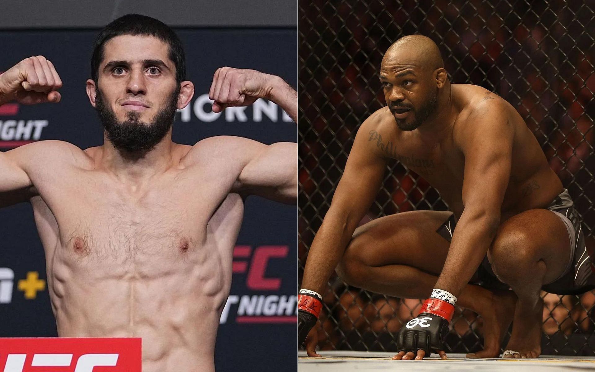 Islam Makhachev (left) takes a dig at Jon Jones (right) [Image courtesy: Getty]