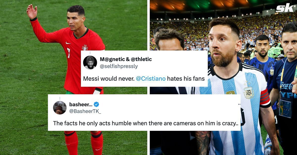 &ldquo;Acts humble when there are cameras&rdquo;, &ldquo;Messi would never&rdquo; - Fans react as new footage shows Cristiano Ronaldo reaction to Euro 2024 pitch invader