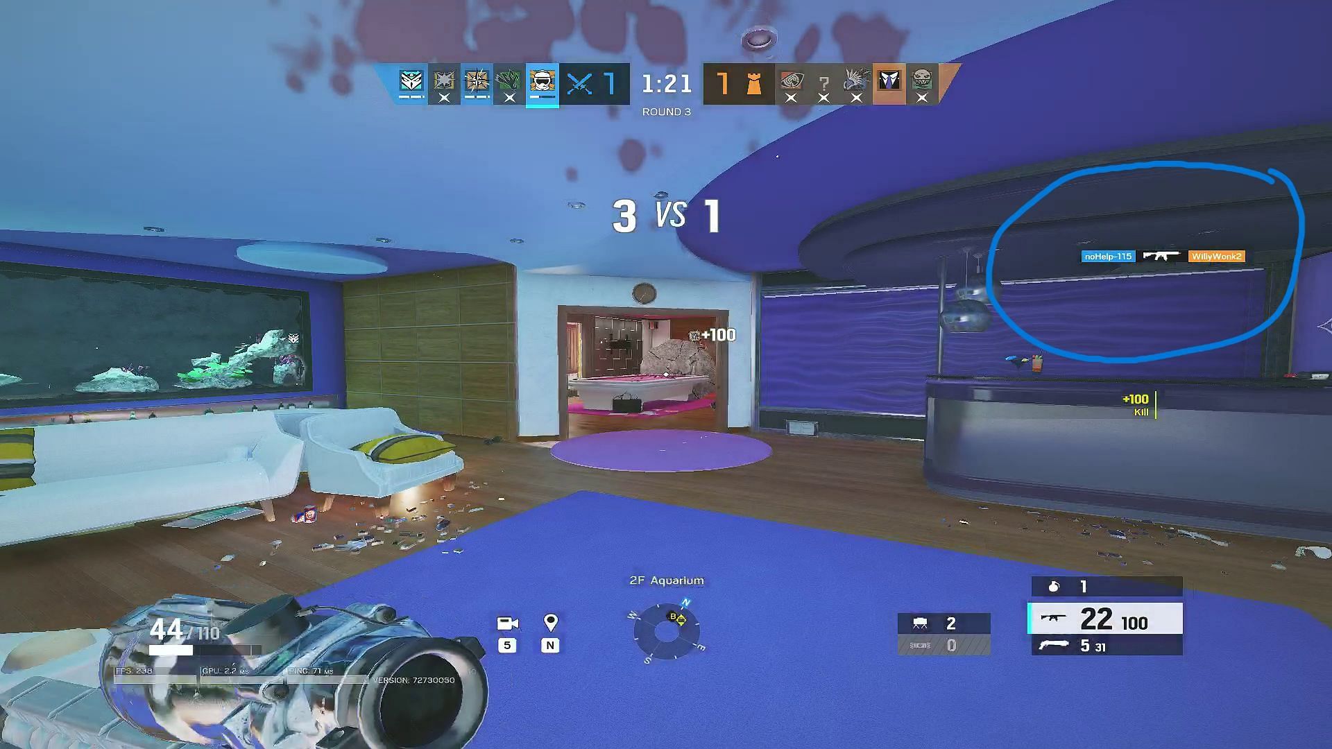 Killfeed has a reduced scale in Operation New Blood (Image via Ubisoft)