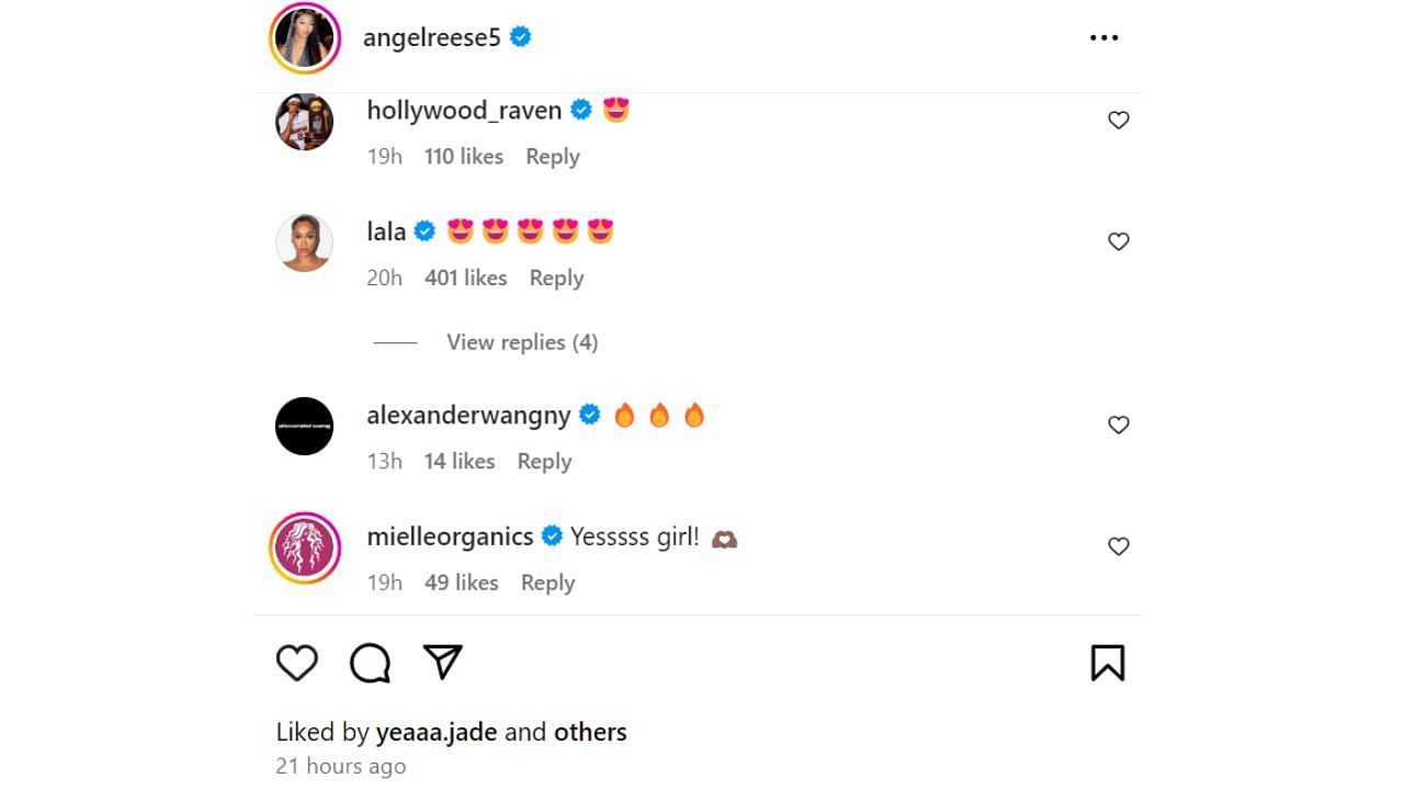 LaLa Anthony dropped &quot;lovely&quot; emojis after seeing Angel Reese&#039;s style. [photo: Reese IG]