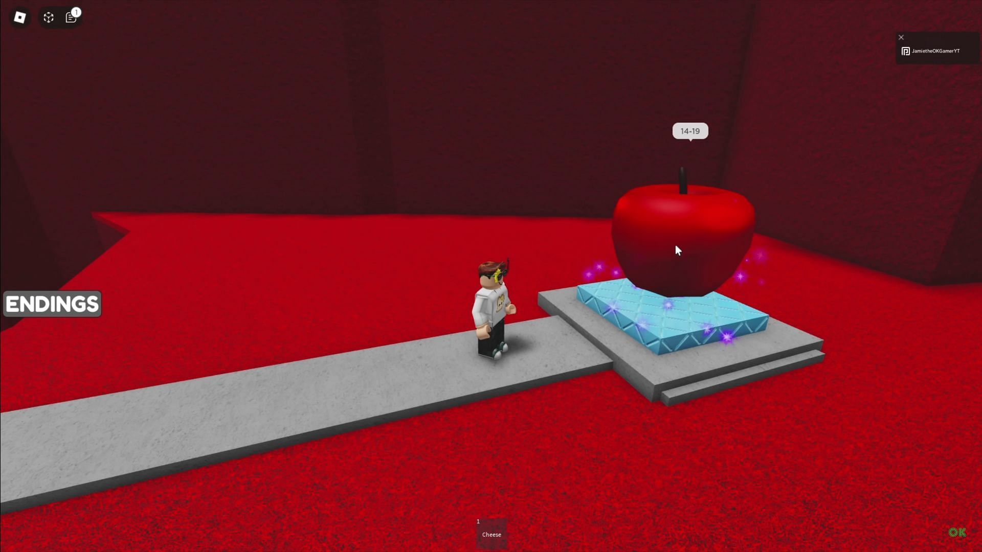 The Golden Cheese ending (Image via Roblox || Jamie the OK Gamer on YouTube)