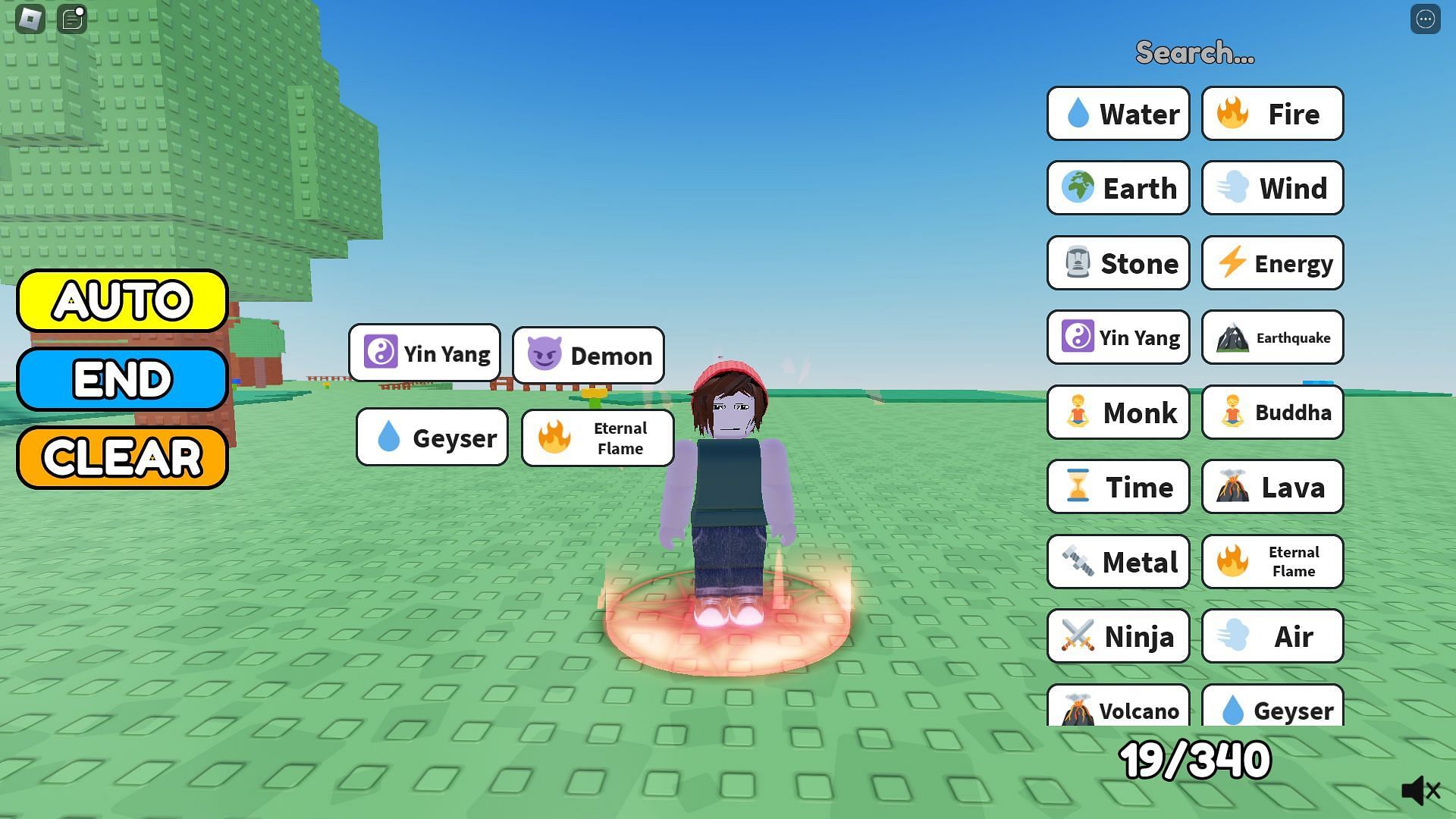 Craft auras by combining different elements (Image via Roblox Corporation)