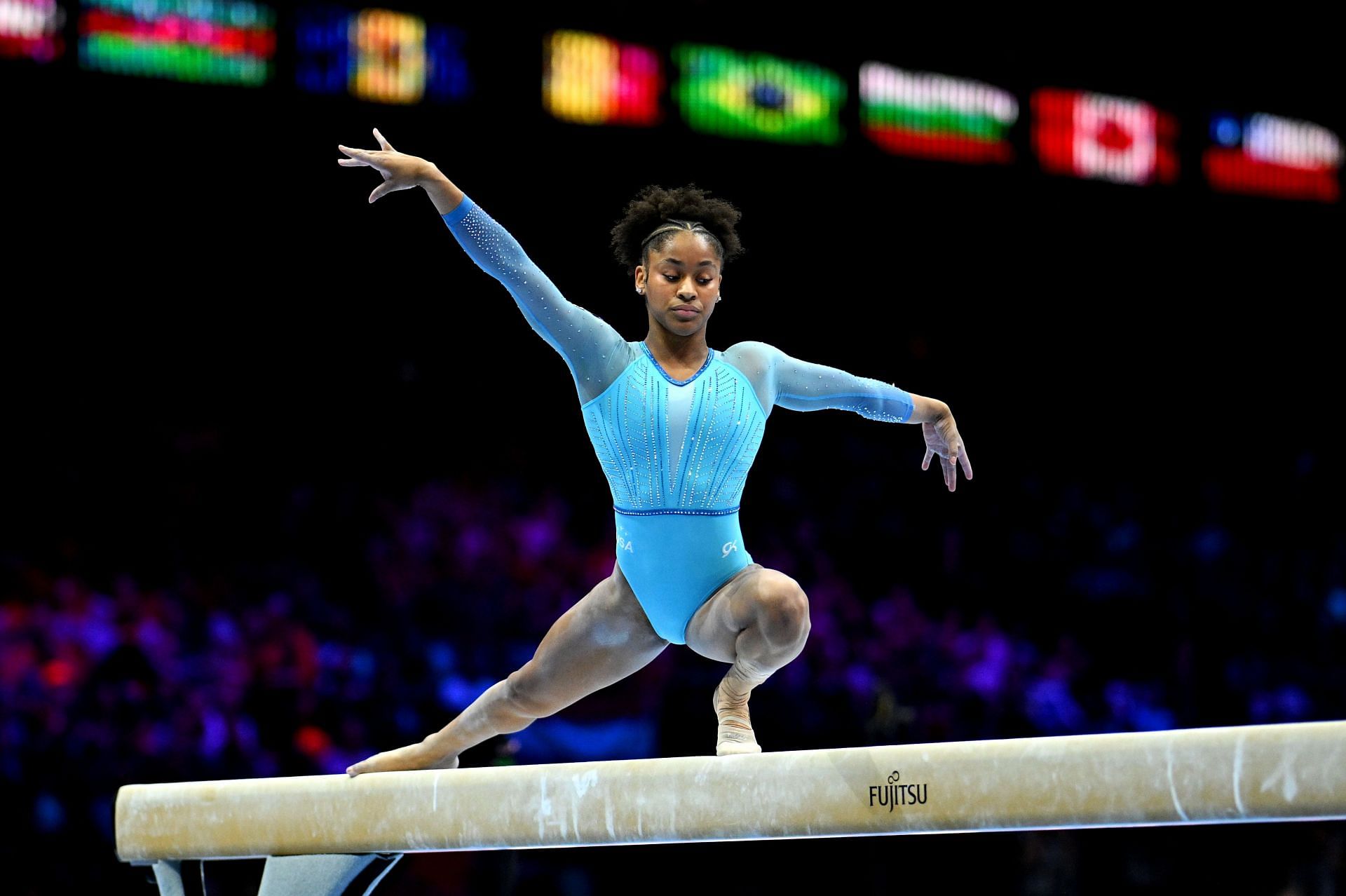 Skye Blakely of Team United States competes on Balance Beam during Women&#039;s Qualifications at the FIG Artistic Gymnastics World Championships at the Antwerp Sportpaleis in Antwerp, Belgium.