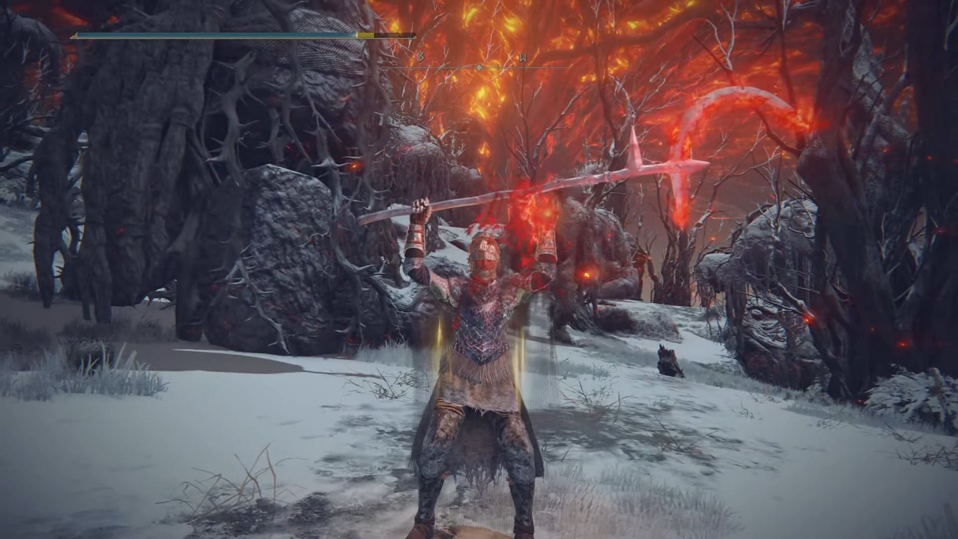 The Ripple Crescent Halberd is extremely strong. (Image via FromSoftware || YouTube/Karpo Gaming)