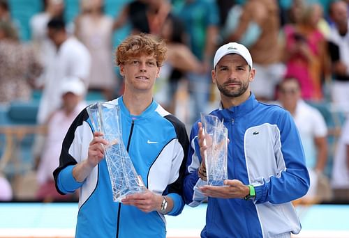 Jannik Sinner (L) defeated Grigor Dimitrov in the final of the 2024 Miami Open. (Image Source: Getty)