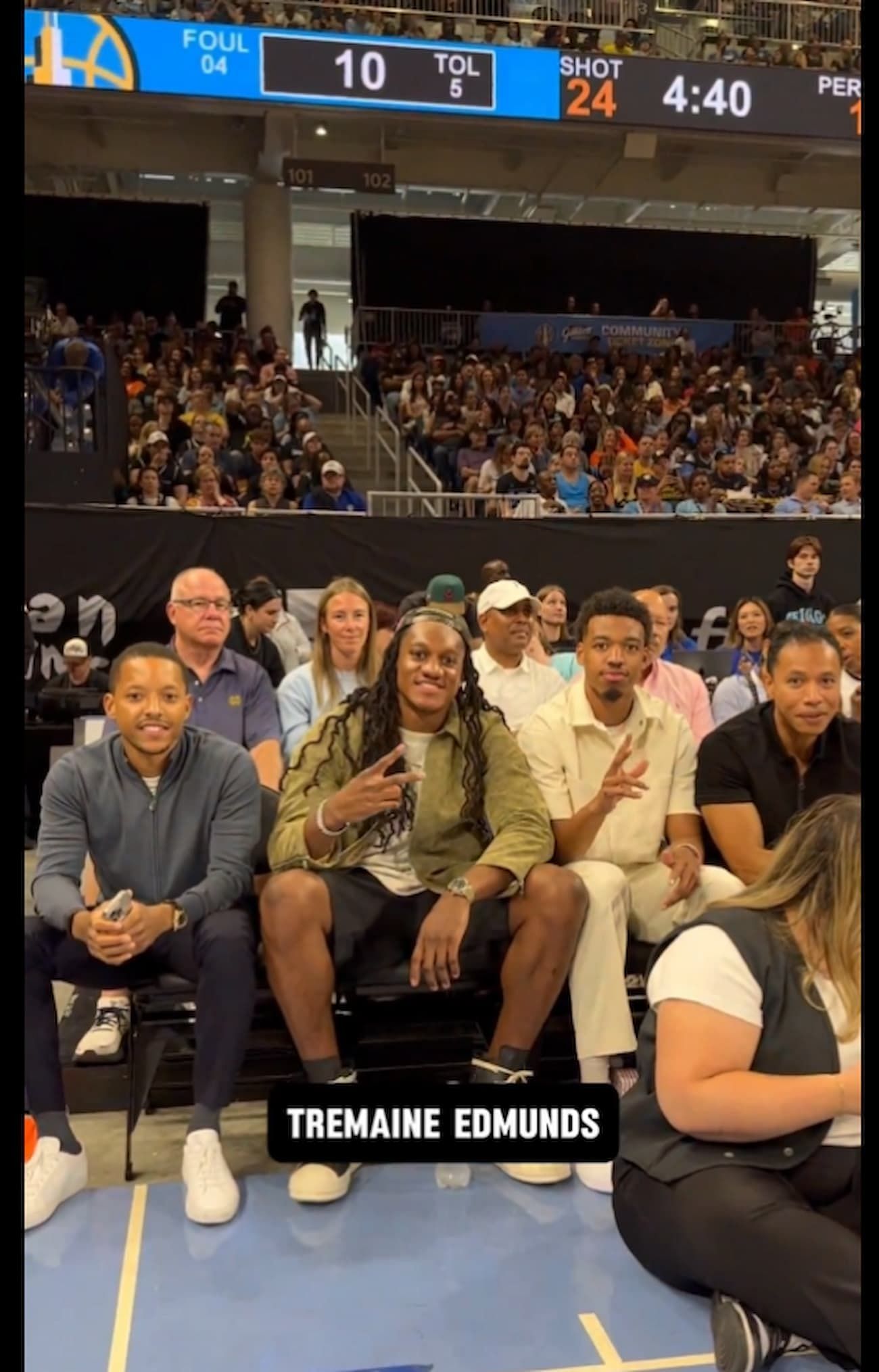 Tremaine Edmunds at the Sky vs Fever game (Image via WNBA&#039;s X account)