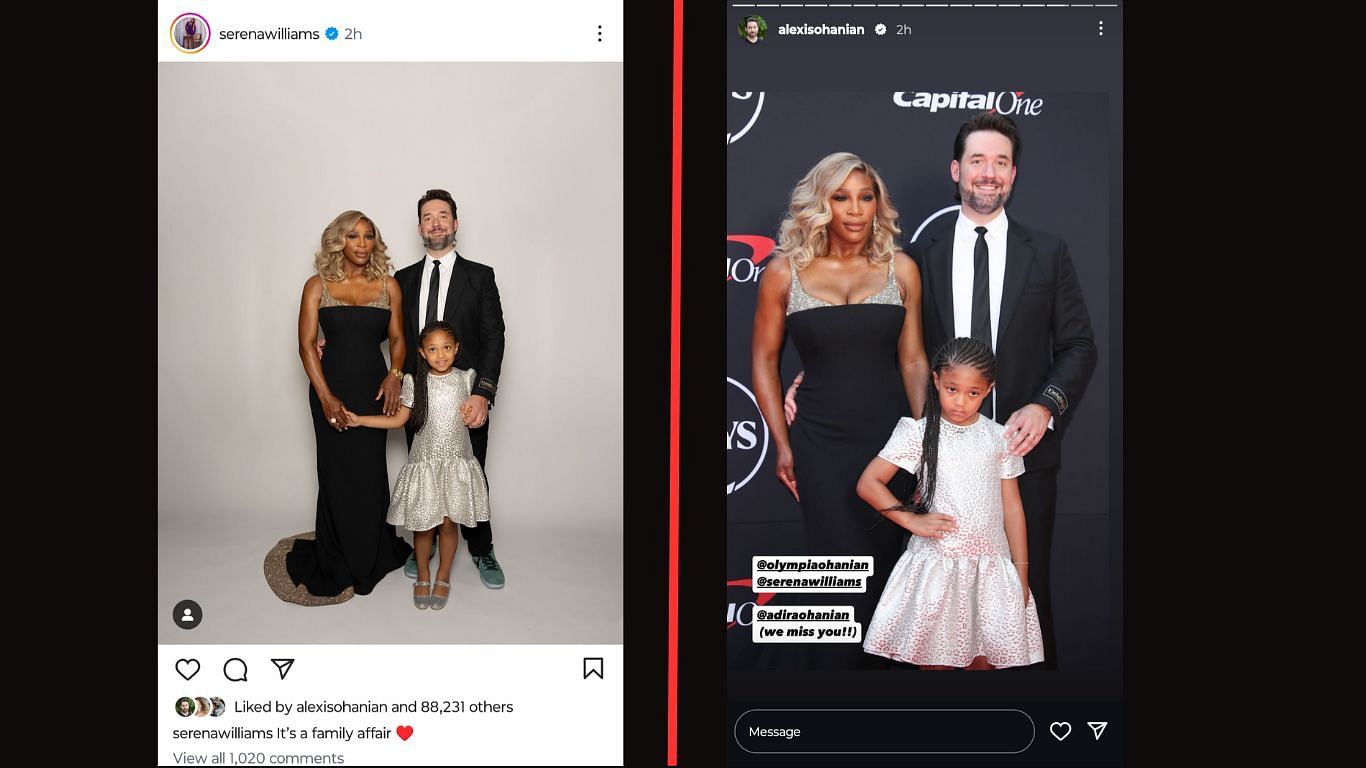 Screengrab from Serena Williams&#039; Instagram(left) and Alexis Ohanian&#039;s Instagram(right) (Credits: @alexisohanian and @serenawilliams Instagram)