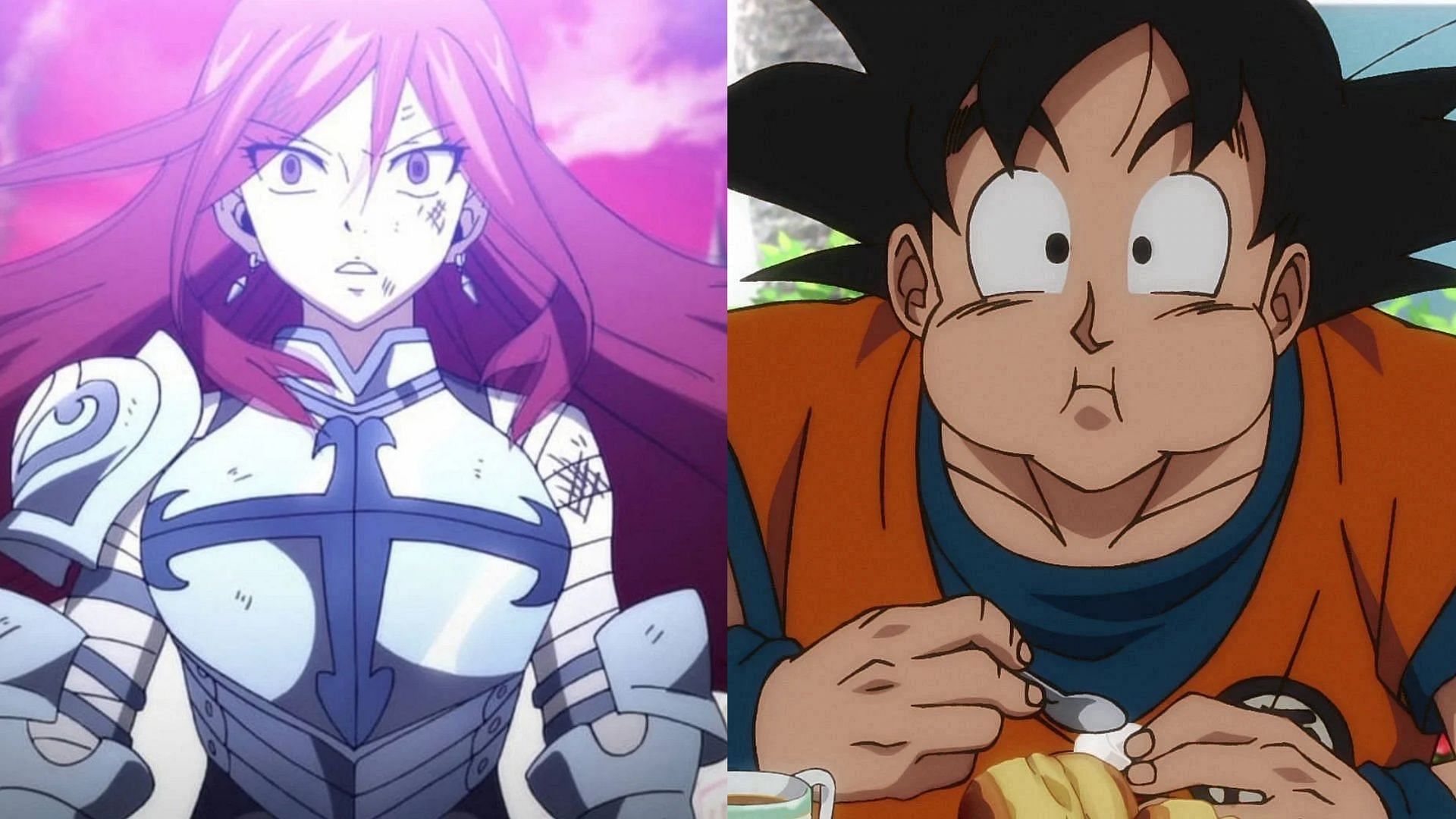 Fairy Tail pays homage to Dragon Ball in a scene involving Erza (Image via A-1 Pictures and Toei Animation) 