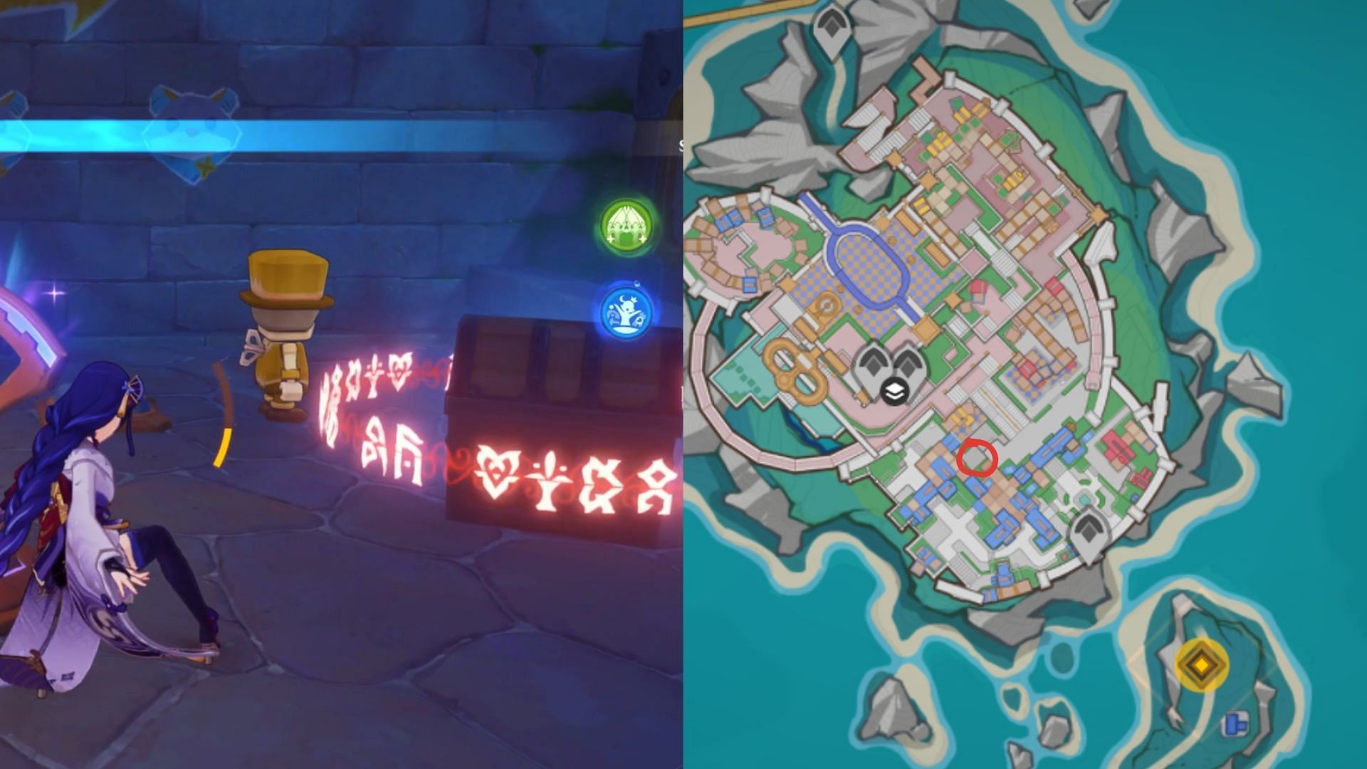 Help the yellow toy solve the graffiti puzzle (Image via HoYoverse)