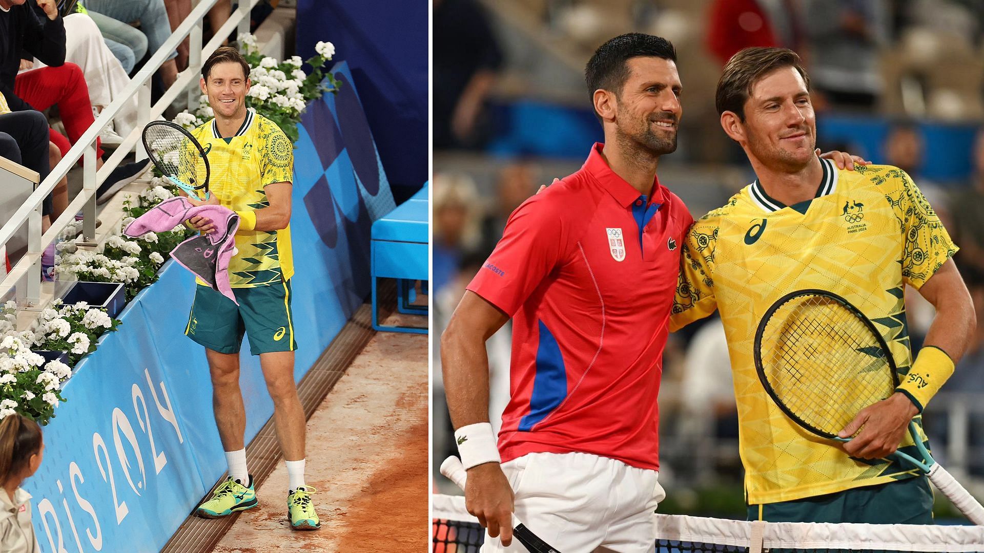 Novak Djokovic and Matt Ebden at the Paris Olympics