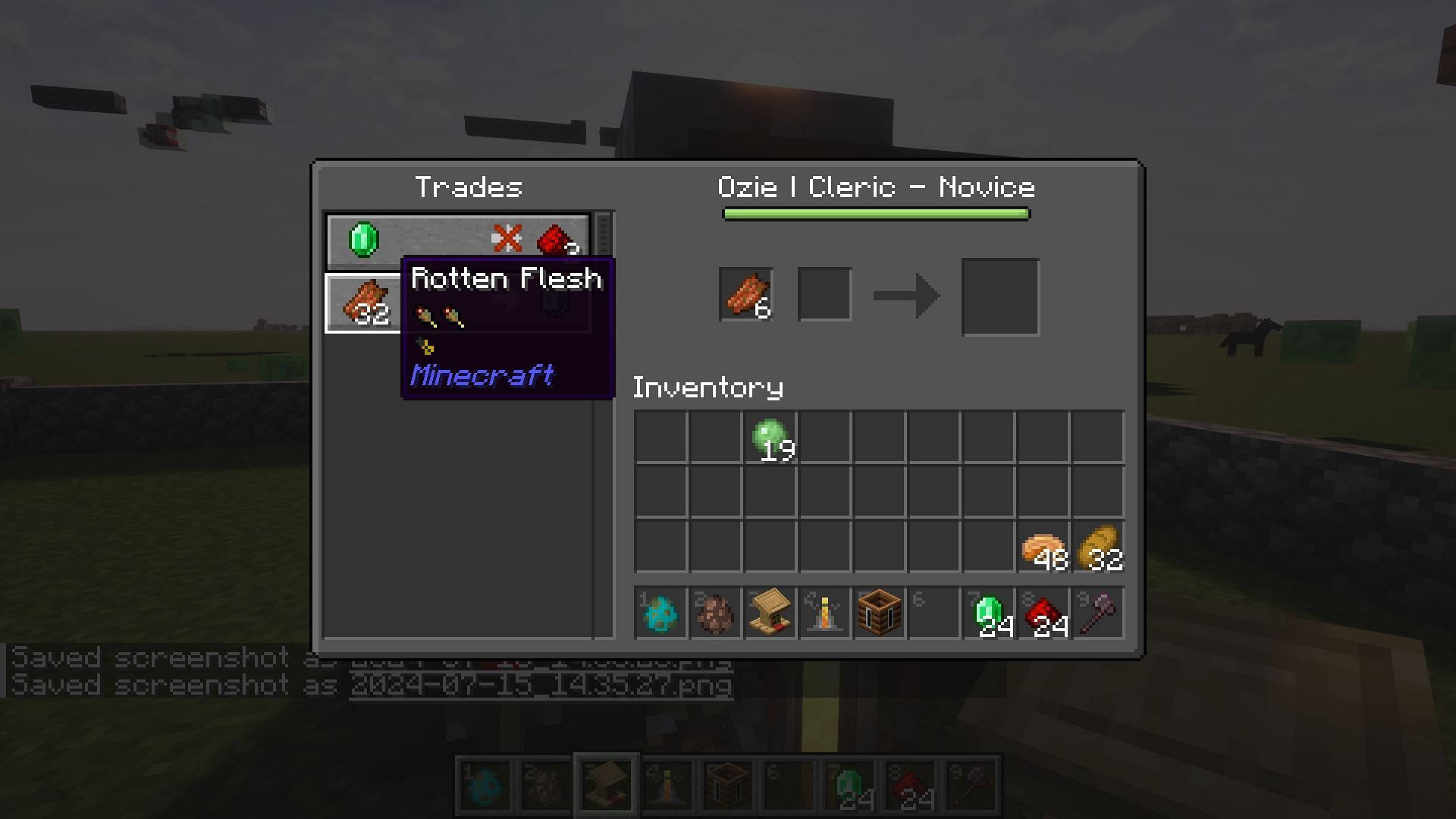 One of rotten flesh&#039;s only uses is in villager trading (Image via Mojang)