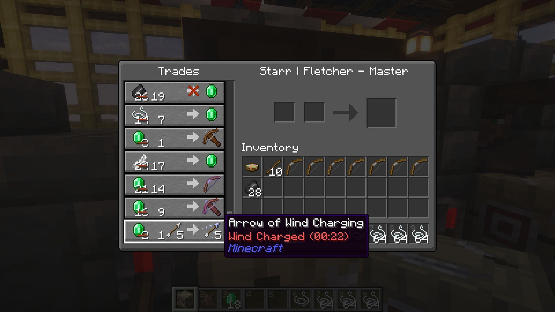 A tipped arrow trade from a fletcher (Image via Mojang)