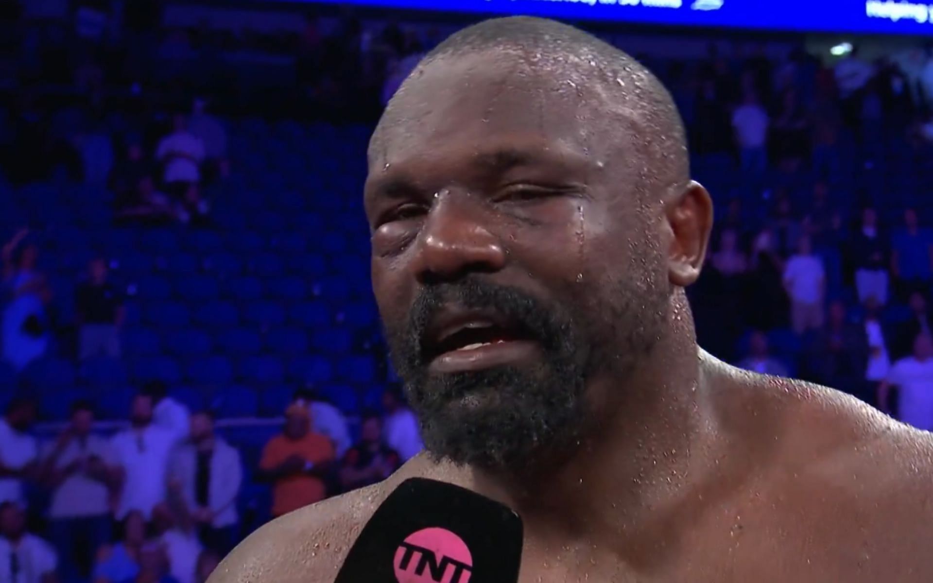 Derek Chisora (pictured) announces that he will not retire after beating Joe Joyce. [Image courtesy: @boxingontnt on X]