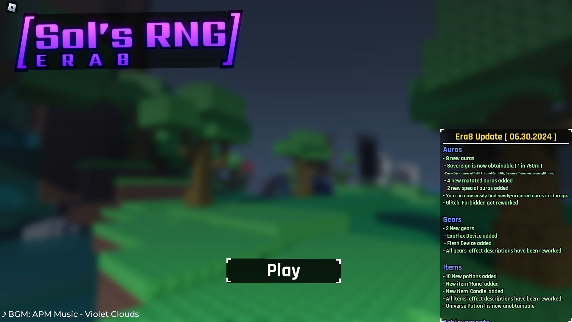 In-game update log (Image via Roblox)